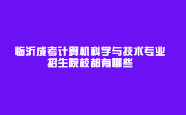 临沂成考计算机科学与技术专业招生院校都有哪些?